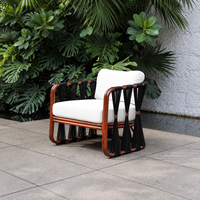 Seilgewebter Outdoor-Lounge-Sessel OEM Maßgefertigter Hotel-Villa-Balkon Aluminium-Armlehnstuhl UV-Beständig