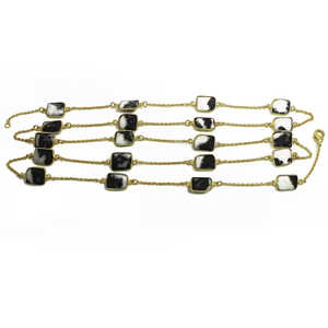 Collar de jaspe de cebra al por mayor, accesorio de piedras preciosas chapadas en oro - Product Image 2