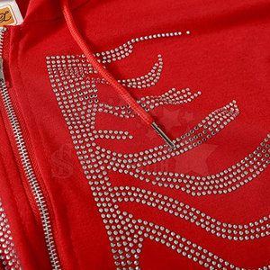 Sweat à capuche délavé à l'acide en coton mélangé pour hommes avec ornements en strass Streetwear à la mode Sweat-shirt décontracté - Product Image 5