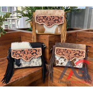 Nuevas llegadas al por mayor bolso de hombro de piel de vaca a la moda para mujer bolsos cruzados con flecos de piel auténtica de alta calidad - Product Image 1