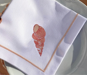 Broderie personnalisée conception d'escargot orange serviette de table lavable de haute qualité en coton ligne Boarder serviette de table pour la maison hôtel événements - Product Image 1