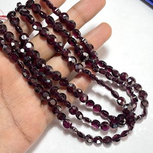 Perles de pierres précieuses grenat rose à facettes en forme de pièce de monnaie percée verticalement pierre naturelle pour les magasins de perles - Product Image 2