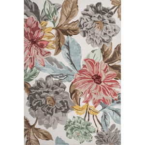 Alfombra Hacienda Ivory de Lana y Viscosa Hecha a Mano, 10 mm de Grosor, Diseño Floral, Rayas Abstractas, Rectangular, para Sala de Estar, Pasillo -TNQ-3275 - Product Image 1