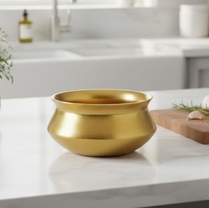 หม้อหุงข้าวบิรยานีทองเหลืองเคลือบทองเงา พร้อมฝาปิด สำหรับใช้กับเตาในครัว - Product Image 2