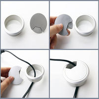Cache-trou de câble rond en plastique pour bureau / Passerelle de câble pour ordinateur / Boîtier de sortie de câble pour table / Fixation de câble de table