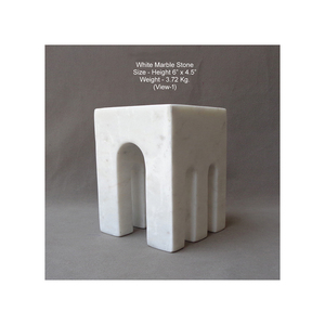 Sujetalibros de pilar de mármol blanco natural personalizado a precio de fábrica con forma de U de ambos lados de la India - Product Image 2