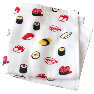 [Großhandels produkte] HIORIE Osaka Sushi Pattern Gaze Handtuch 100% Baumwolle Handtuch Gesichts tuch Low MOQ Wasch bar Soft Quick Dry
