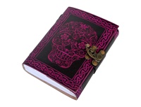 Vintage fait à la main rose avec crâne noir journal en cuir grand livre de cahiers de sorts femme carnet de croquis fournitures journal