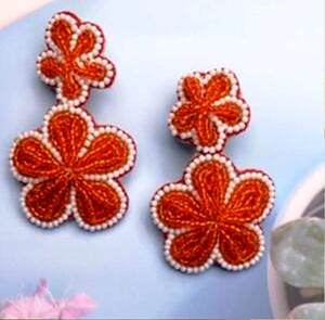 Pendientes de Cuentas Personalizados Color Naranja, Pendientes de Cuentas Múltiples para Mujer, Joyería Festiva para Fiestas al Mejor Precio - Product Image 3