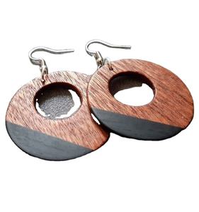 Juego de pendientes de madera hechos a mano, conjunto de pendientes de madera pulida en forma redonda de estilo europeo y americano - Product Image 2