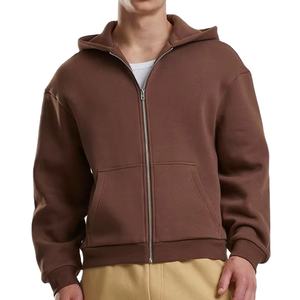 Fabricants de sweats à capuche zippés surdimensionnés pour hommes de qualité supérieure en gros, sweats à capuche zippés à épaules tombantes en molleton 100% coton personnalisés pour hommes - Product Image 1