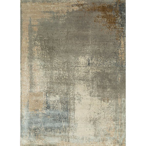 Tattvam Beige & <b>Brown</b> Hand Knotted <b>Wool</b> & Bamboo Silk Rug Abstract Pattern Hallway Rectangle for Home & Bedroom-Model Srb(9003) - Product Image 1