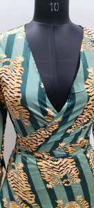 Indian Handmade Cotton Tiger Print Wrap <b>Dress</b> Personalised Bride <b>Wedding</b> Top Summer & Beach Wear Sweet Style <b>for</b> Honeymoon - Product Image 2