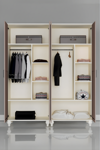 Armoire Arion Kids Masal moderne à 4 portes, corps en MDF avec pieds en bois, grand volume, design conte de fées pour le rangement des adolescents - Product Image 2