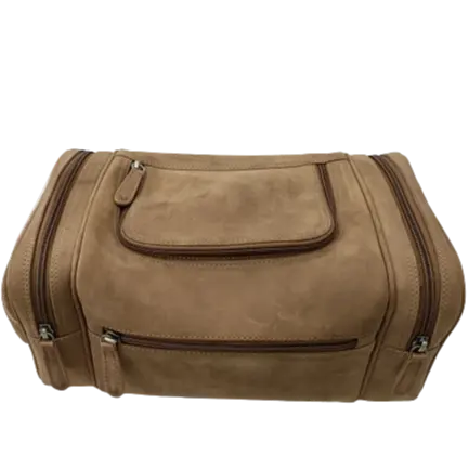 Premium bolsa de viagem de couro genuíno, saco de higiene portátil para homens e mulheres, organizador de viagem para viagens de negócios e férias.