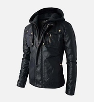 Veste en cuir pour homme de style bomber à capuche en cuir de vachette de qualité supérieure, couleur noire, échantillon et personnalisation disponibles