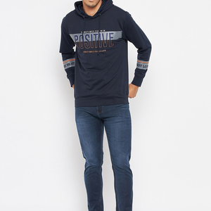 Sweat à capuche en tricot pour homme avec logo sur le devant, anti-boulochage, manches longues, pour un style décontracté et chaud - Product Image 6