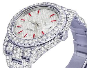 Top Tendance VVS Moissanite Diamant Index Rouge Cadran Automatique Glacé Montre Automatique Hip Hop Mode Porter De L'Inde Grossiste - Product Image 4