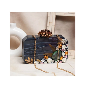 Bolso de mano de resina personalizado con flores de piedra real, hermoso bolso de mano profesional, diseño creativo para la venta - Product Image 1
