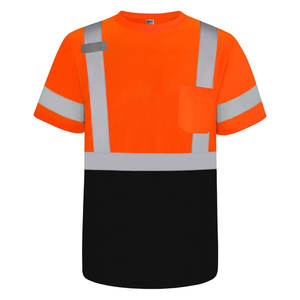 T-shirt respirant réfléchissant haute visibilité Chemise de sécurité à manches courtes en polyester pour la construction d'entrepôts de travail-Classe 3 - Product Image 1