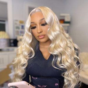 Pelucas de Cabello Humano Remy Indio Virgen Rubio 613 con Frente de Encaje 13"x4" Ondulado, Doble Trama a Máquina, Línea de Cabello Pre-arrancada y Removible - Product Image 3