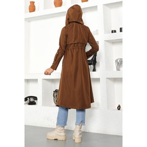 Gabardina con Capucha para Mujer, con Relleno de Algodón, Tejido de Punto Largo, Cierre de Cremallera y Decoración de Botones, para la Temporada de Otoño - Product Image 5