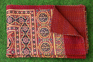 Camisa índigo tela Kantha hecha a mano algodón indio estampado Ajrak para cortinas de dormitorio y USO HOTELERO - Product Image 6