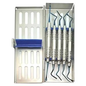 Instrumentos quirúrgicos dentales Dental Vista Implantología Curetas de túnel recubiertas de titanio Juego de 5PCs Escaladores dentales de potencia manual - Product Image 1