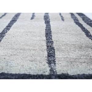 Azalea Hand Knotted Viscose <b>Boho</b>-Style <b>Rug</b> Striped Abstract Rectangle for Living Room Hallway-Model Sipv-07 Grey Black 10mm - Product Image 3