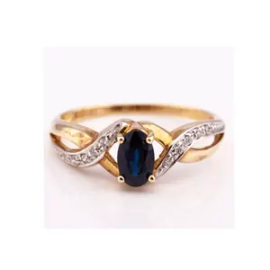 Extra Grade Of 14K Plated And Silver 925 With blue topaz And Diamond Ring for Women Come With Factory Price From Thailand