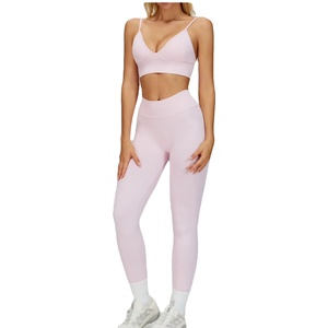 Women Solid Breathable Plus Size Seamless Yoga Set 5-Piece Workout High Waist Leggings Sports Bra Gym Fitness Activewear <b>Belt</b> - Product Image 5