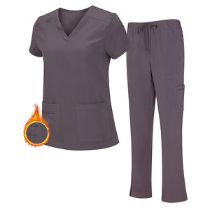 Top et pantalon d'infirmière extensible pour femme, uniformes de clinique hospitalière et de salon de beauté confortables - Product Image 1