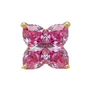 Regalos de Navidad, Pendientes de Plata de Ley 925 Chapados en Oro Fino con Diamante Rosa Cultivado en Laboratorio con Certificación GIA IGI, Diseño de Flor de Lirio, para Él - Product Image 1