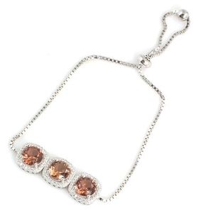 925 Sterling <b>Silver</b> Adjustable <b>Bracelet</b> with Square Stone Triple Cube Chic Crystal <b>Bangles</b> - Product Image 4