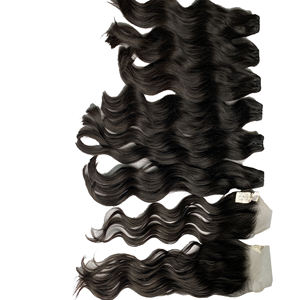 Mechones de cabello humano indio virgen, 100% sin procesar, grado 10A, extensiones de cabello humano peruano virgen con juego de cierre - Product Image 1