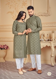 Neue Kollektion Hochzeits-und Party anlass Paar Kombination aus Kurta mit Pyjama und Kurti mit Hosen zum Verkauf - Product Image 6