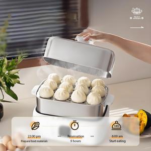 Piroscafo elettrico, pentola a vapore, macchina per la colazione, pentola integrata per cottura a vapore e stufatura, piroscafo multistrato in acciaio inossidabile - Product Image 2