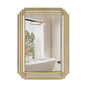 Espejo de pared de metal moderno decorativo geométrico Catálogo completo personalizable disponible - Product Image 1