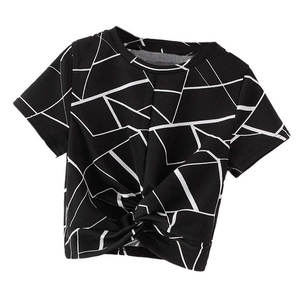 Logo personnalisé femmes été haut court T-Shirt 100% coton séchage rapide respirant décontracté mode pour la vente en gros - Product Image 2