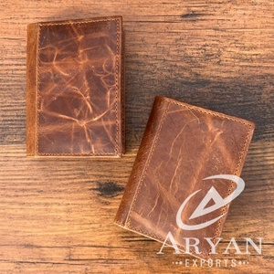 Nueva y elegante Cartera de cuero genuino para hombre con tarjetero, monedero corto, carteras con cremallera, carteras estándar informales para hombre - Product Image 1