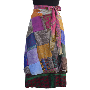 Falda envolvente Parche de seda Trabajo Estilo vintage Faldas envolventes de seda para niñas Mujeres Boho Elegante Parche multicolor - Product Image 5