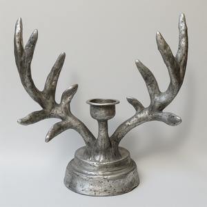 Portavelas de cuerno de Reno fundido de aluminio Vintage con acabado de bronce rústico artesanía artesanal diseñada para interiores decorativos - Product Image 2