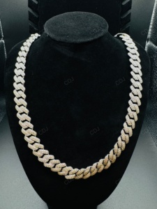 Venta caliente de alta calidad personalizado 18 pulgadas diamante 12mm Iced Out pulsera collar de plata esterlina Moissanite cadena de eslabones cubanos - Product Image 2