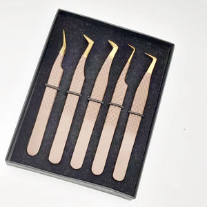 Pinzas de pestañas de acero inoxidable con etiqueta privada personalizada, pinzas de punta de fibra de 45, 75 y 90 grados para extensión de pestañas, logotipo impreso - Product Image 2