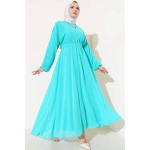 <b>Elastic</b> Waist <b>Belted</b> Tulle Dress Mint Green - Product Image 2