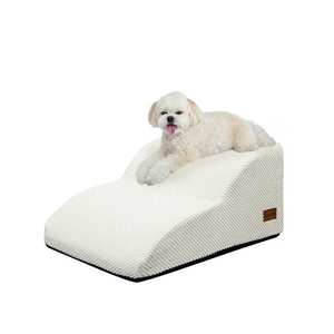 [AllmioPet] Escalier pour animaux de compagnie d'intérieur, tissu nuage ivoire, double niveau, pour petits animaux, aide à monter en toute sécurité, meuble - Product Image 3