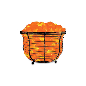 Lámpara de sal del Himalaya con diseño personalizado Color Cesta de hierro y Chunk Feng Shui Pyramid Style Artesanías naturales - Product Image 4