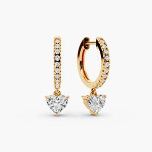Boucles d'oreilles créoles SHREYA DIAM en diamant taille cœur, plaqué or 10K, sertissage clos tendance, bijoux romantiques pour mariage pour femme - Product Image 1