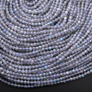 Labradorite naturelle à micro facettes 2mm 3mm 4mm perles rondes 15.5 "brin - Product Image 1