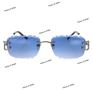 Gafas de sol elegantes sin montura con lentes tintadas azules únicas Marco de metal ligero moderno Gafas de Sol de moda Gafas de sol perfectas - Product Image 2